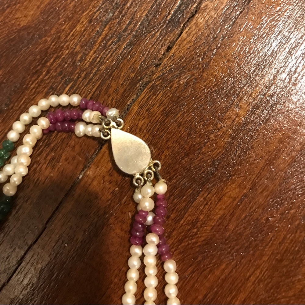 RARE Freshwater Pearls/Rubies/Emerald Necklace - Picture 4 of 9